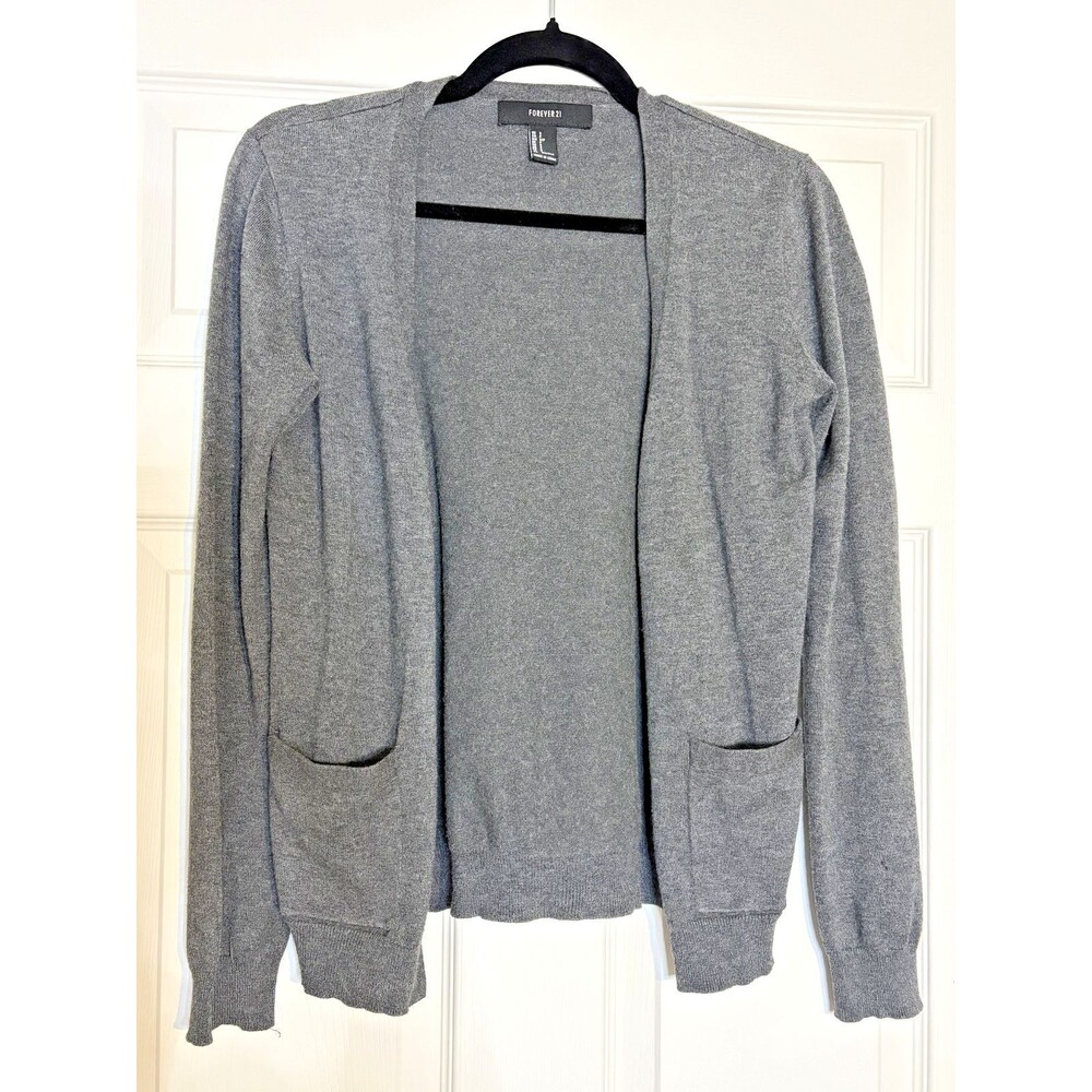 Forever 21 Women’s Small S Heather Gray Button Up Basic Workwear Cardigan